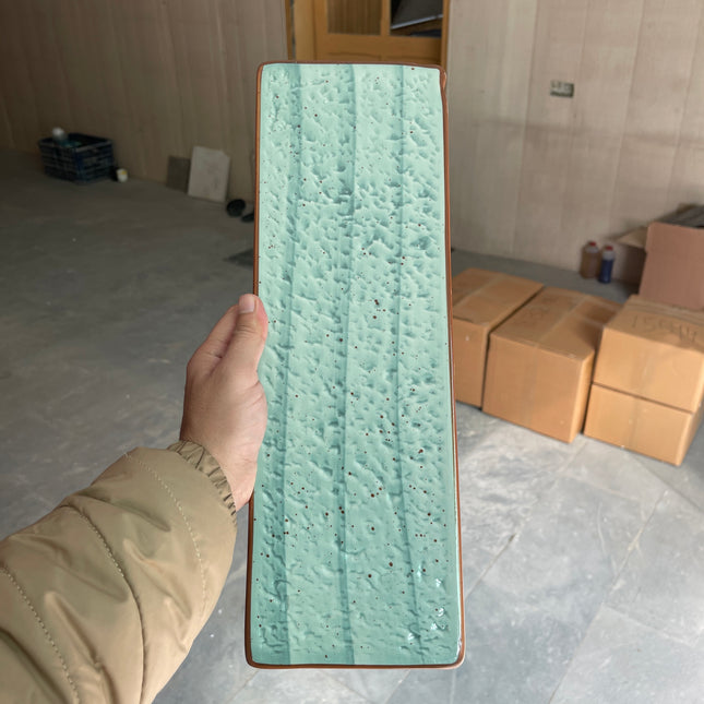 Leftover 15.5" x 6" Flat Rectangular Slab ( Teal Colorline )