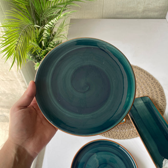 Leftover 8 inch Rimless Plate ( Peacock Green Colorline )
