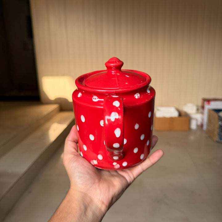 Leftover RK Tea Pot ( Glossy Red with White Dots )