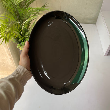 Leftover 13 inch Rimless Rice Dish ( Glossy Black )