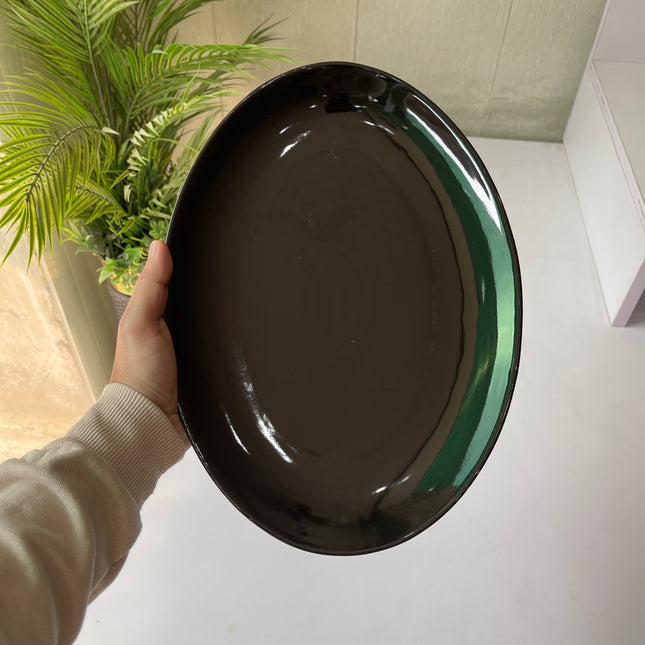 Leftover 13 inch Rimless Rice Dish ( Glossy Black )