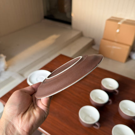 Leftover SS Cup Saucer Set ( Cocoa ) 6 cups 6 saucers ( 200ml )