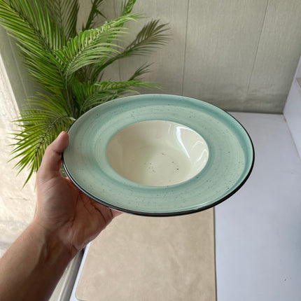 Leftover 9.5 inch Pasta Plate ( Teal Colorline with black rim )