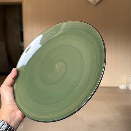 Leftover 10 inch Rimless Plate ( Dark Green Colorline with black rim )