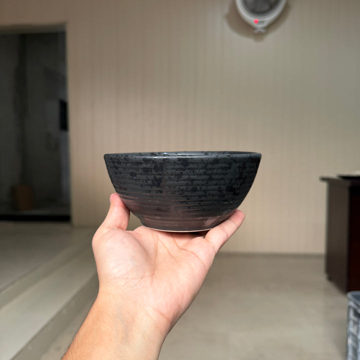 Leftover 5.5 inch Ripple Bowl ( Dull black matte with glossy black specks )