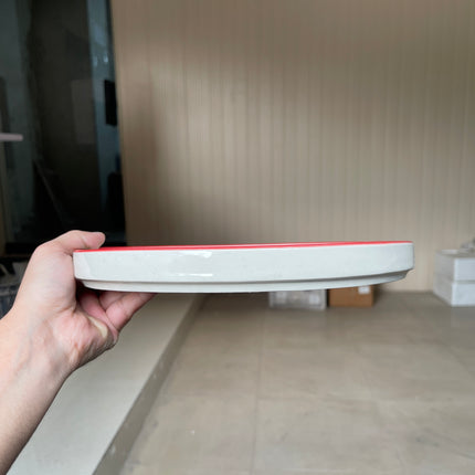 Leftover 10 inch Classic Plate ( Glossy Off-White with Red Hearts )