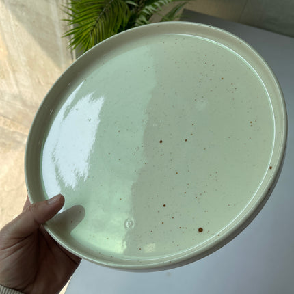 Leftover 10 inch Classic Plate ( Glossy Off-White with Brown Specks )