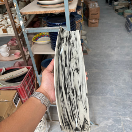 Leftover Curved Sushi Platter ( Black Marble )
