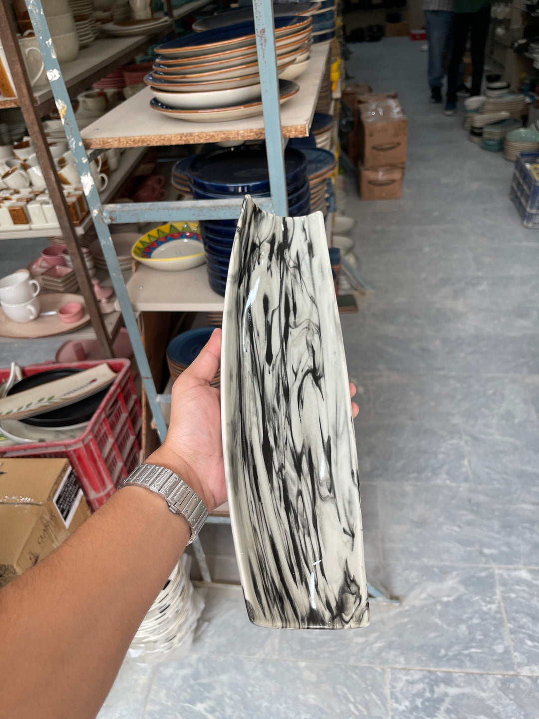 Leftover Curved Sushi Platter ( Black Marble )