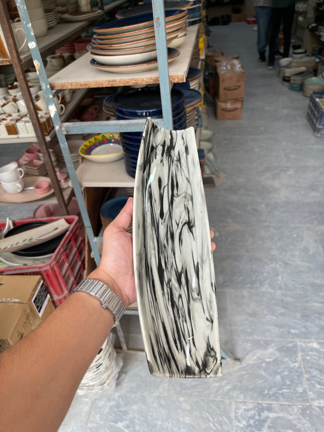 Leftover Curved Sushi Platter ( Black Marble )