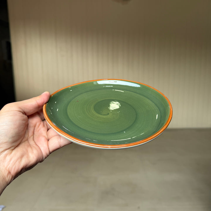 Leftover 7 inch Curved Oval Quarter Plate ( Dark Green Colorline )
