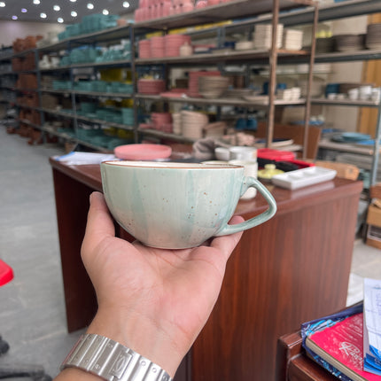 Leftover D Handle Coffee Cup ( Teal Colorline ) ( 270 ml )
