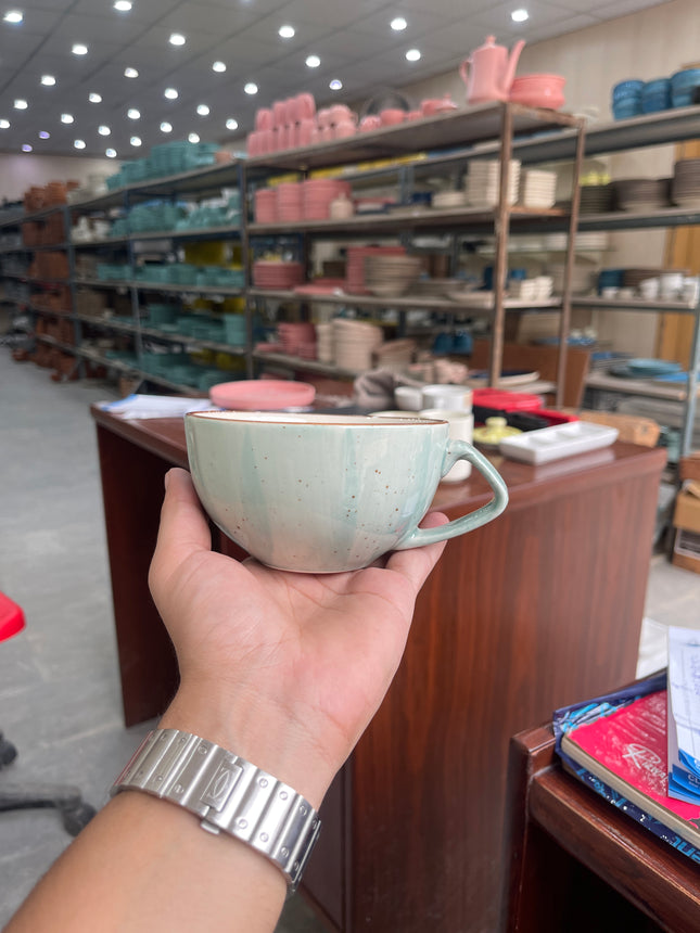 Leftover D Handle Coffee Cup ( Teal Colorline ) ( 270 ml )