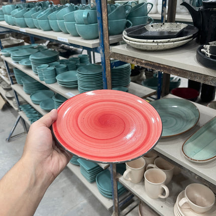 8 inch Rimless Plate ( Red Colorline Black line ) ( Set of 6 ) ( Super Discounted )