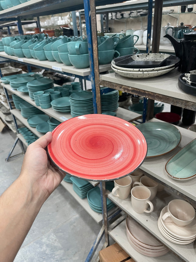 8 inch Rimless Plate ( Red Colorline Black line ) ( Set of 6 ) ( Super Discounted )