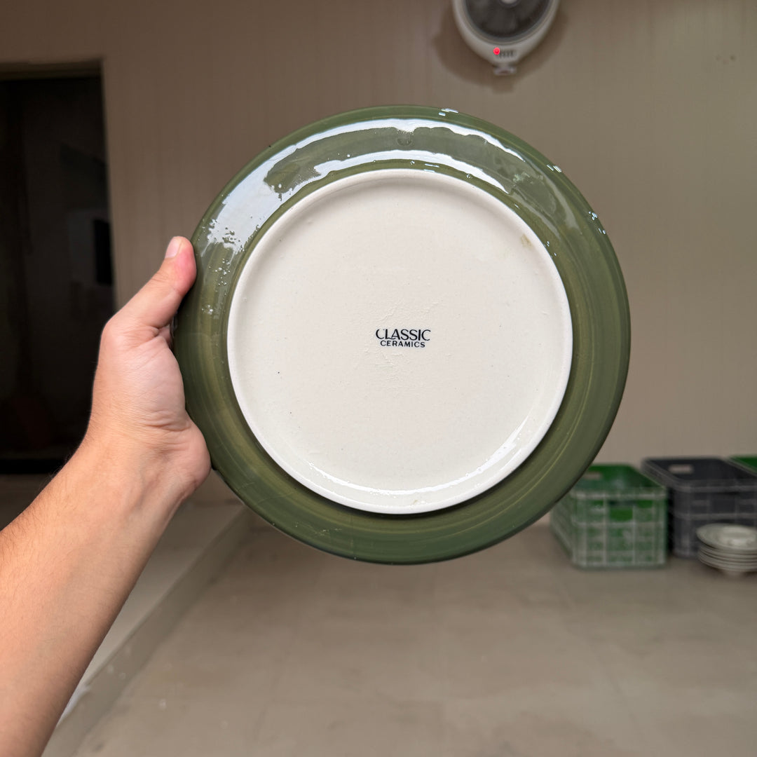 Leftover 10 inch Lite Classic Plate ( Outer Dark Green Colorline )