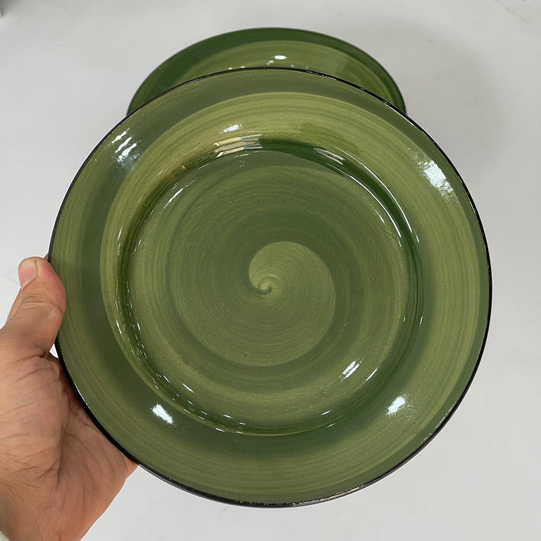 Leftover 8 inch Flat Plate (  Dark Green ) ( Set of 6 ) ( Super Discounted )