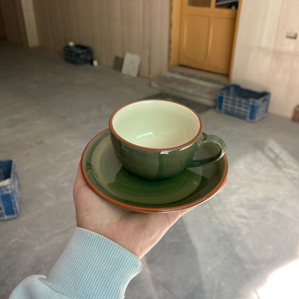 Leftover WM Cup Saucer Set ( Dark Green Colorline ) 6 cups 6 saucers ( 220ml )