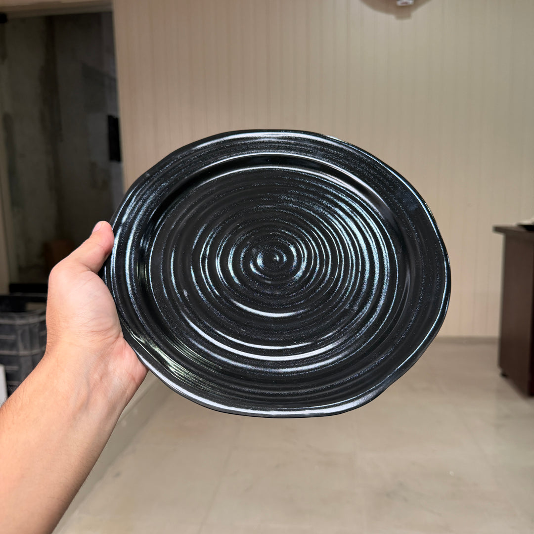 Leftover 10 inch Irregular Spiral Plate ( Textured Glossy Black )
