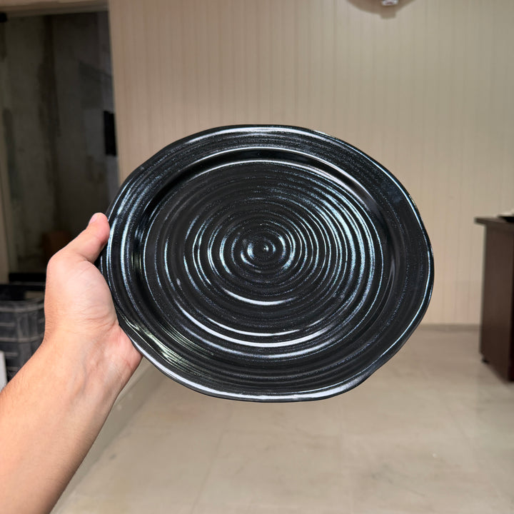 Leftover 10 inch Irregular Spiral Plate ( Textured Glossy Black )