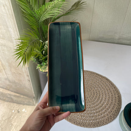 Leftover 12"x4.5" Rectangular Platter ( Peacock Green Colorline )