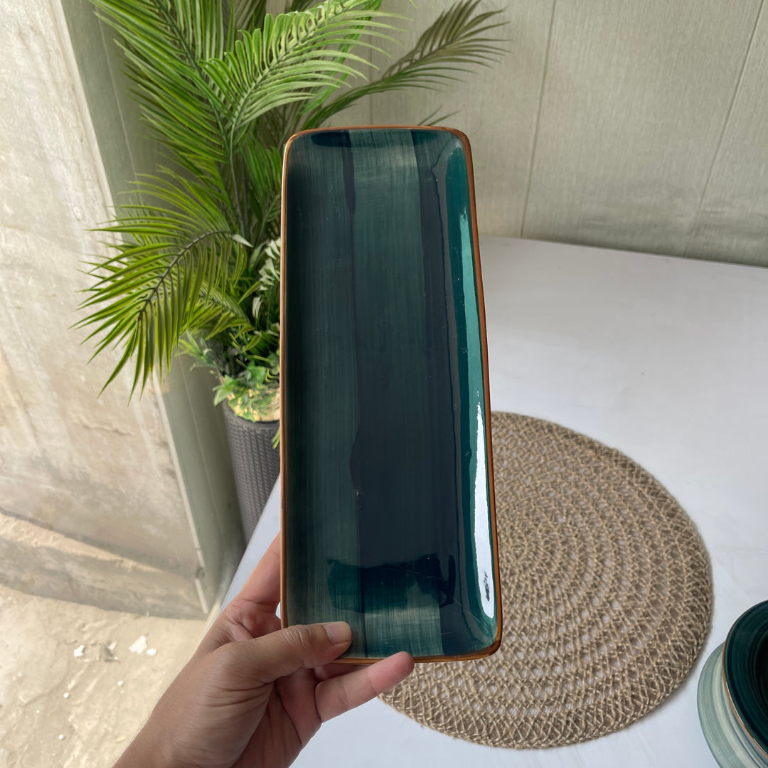 Leftover 12"x4.5" Rectangular Platter ( Peacock Green Colorline )