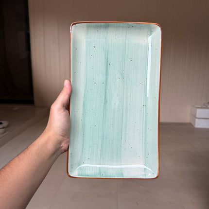 Leftover 12"x7" inch Rectangular Platter ( Teal Colorline )