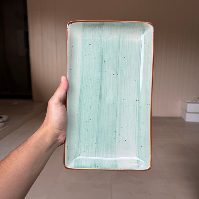 Leftover 12"x7" inch Rectangular Platter ( Teal Colorline )