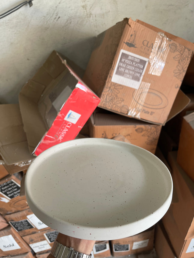 Leftover 10 inch Classic Plate ( White Matte with Brown Specks )