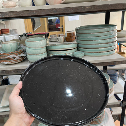 Leftover 12 inch Classic Plate ( Black Shine White Specks )