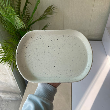 Leftover JP Platter Small ( White Matte with Black Specks )