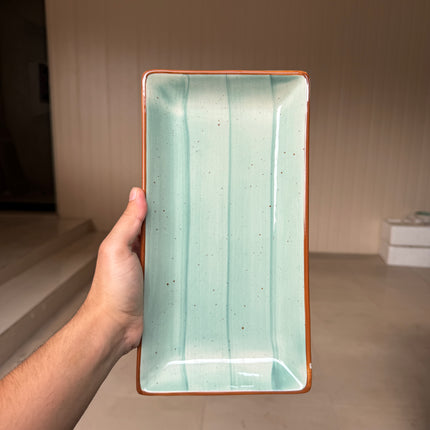 Leftover 11.5"x6" Rectangular Platter ( Teal Colorline )