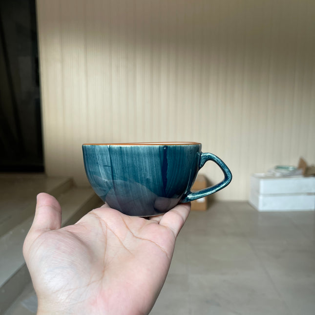 Leftover D Handle Coffee Cup Small ( Peacock Green Colorline ) ( 220 ml )