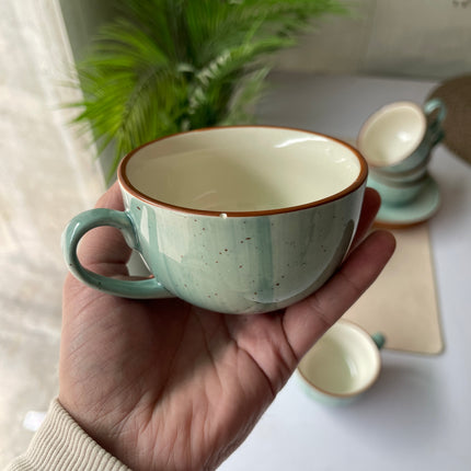 Leftover WM Cup Saucer Set ( Teal Colorline ) 6 cups 6 saucers ( 220ml )