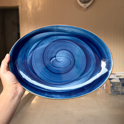 Leftover 13 inch Rimless Rice Dish ( Cobalt Blue Colorline )