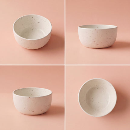 6 inch Noodle Bowl ( White Matte with Brown Specks )