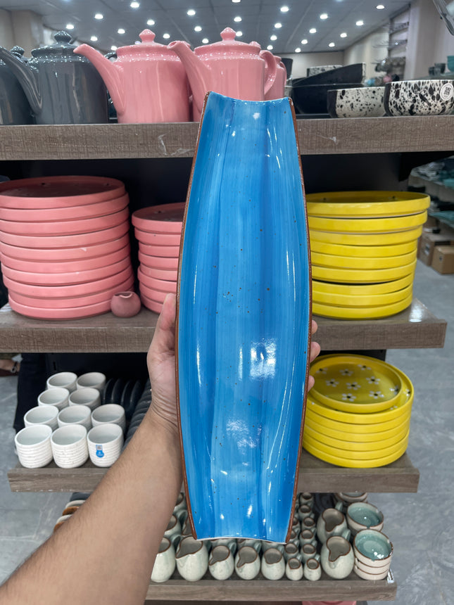 Leftover Curved Serving Platter Large (16"x5" Blue Colorline )