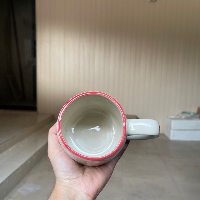 Leftover Everyday Mug ( Glossy Off-White with Red Hearts ) ( 550ml )