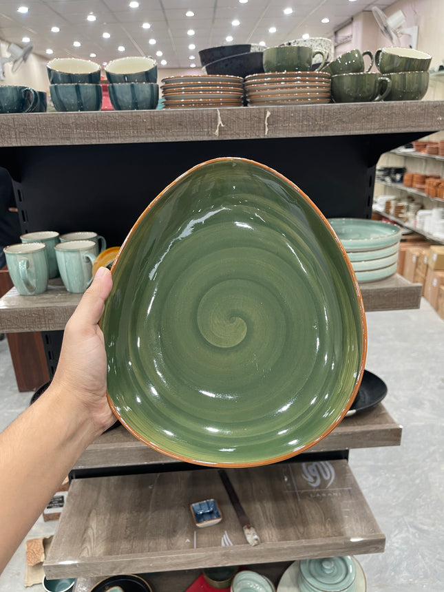 Leftover 11"x9" Triangular Platter ( Dark Green Colorline )
