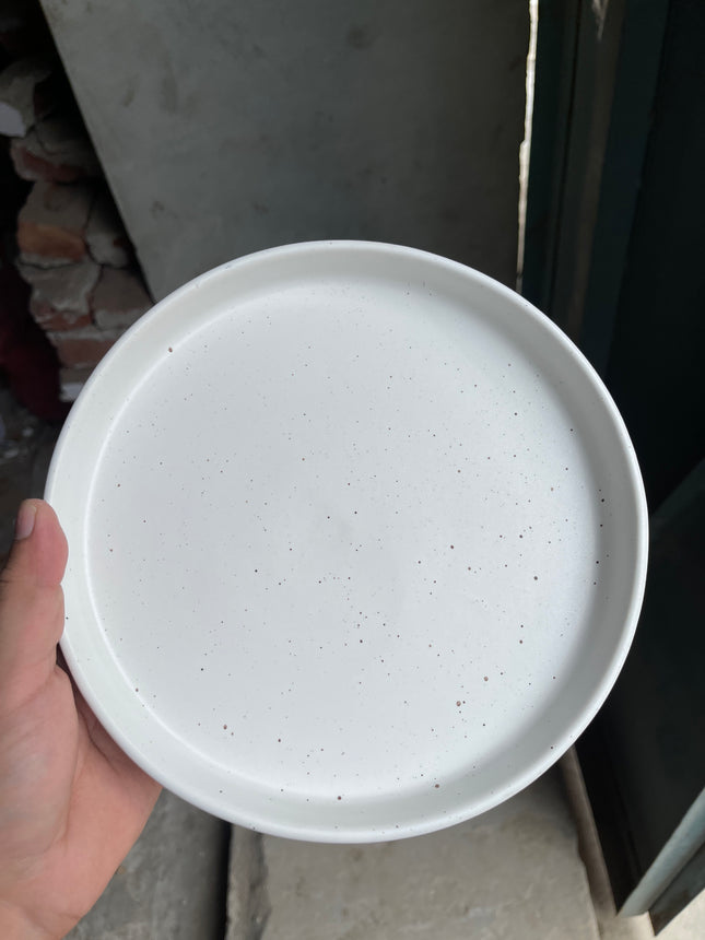Leftover 8 inch Classic Plate ( White Matte with Brown Specks )