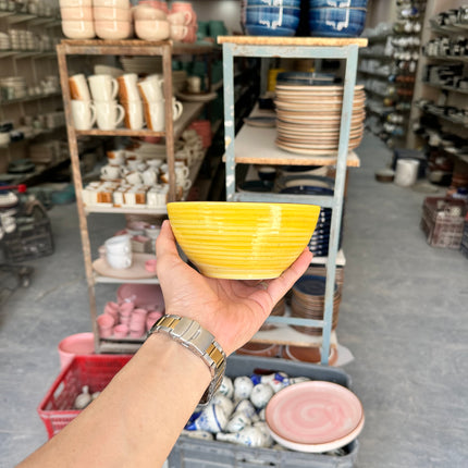 Leftover 5.5 inch Ripple Bowl ( Yellow Colorline Brown line )