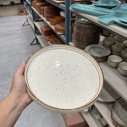 Leftover 10 inch Classic Plate ( Glossy Off-White with Brown Lines )