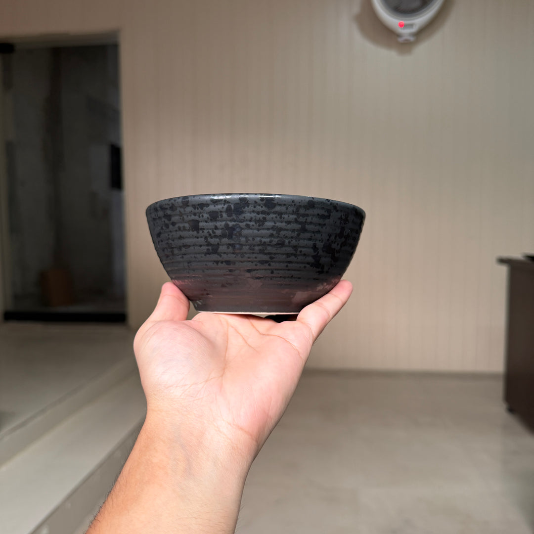 Leftover 5.5 inch Ripple Bowl ( Dull black matte with glossy black specks )
