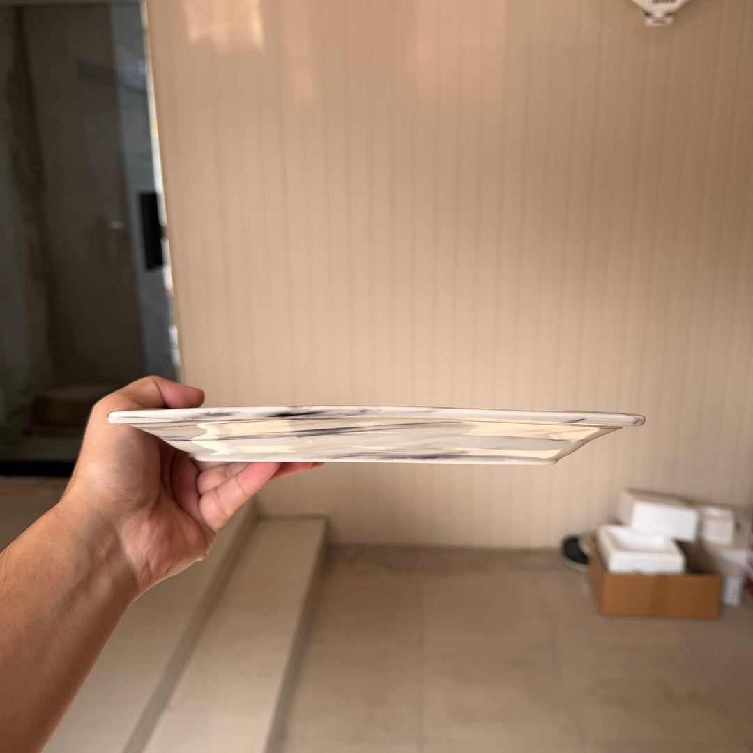 Leftover 9.5" Square Platter ( Black Marble )