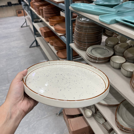 Leftover 10 inch Classic Plate ( Glossy Off-White with Brown Lines )