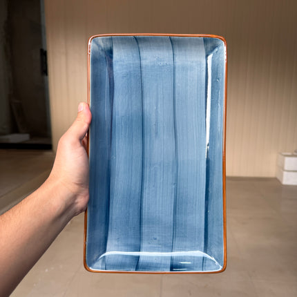 Leftover 12"x7" inch Rectangular Platter ( Cobalt Blue Colorline )