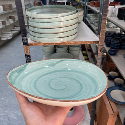 Leftover 11" x 9" Triangular Platter ( Teal Colorline )