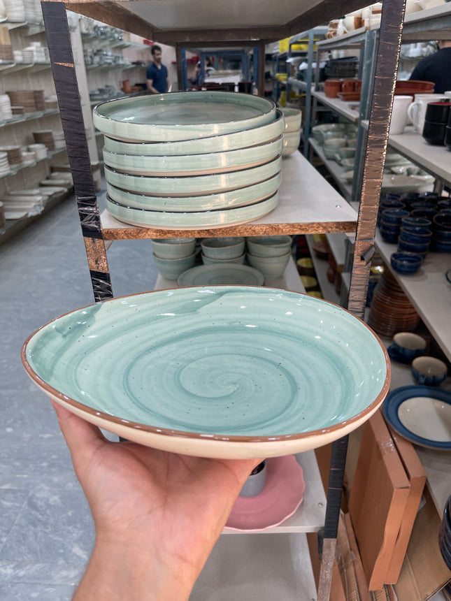 Leftover 11" x 9" Triangular Platter ( Teal Colorline )