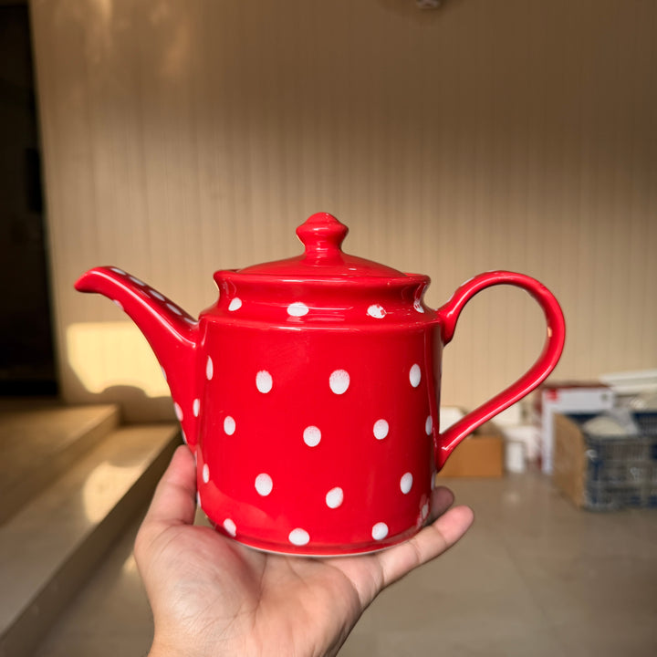 Leftover RK Tea Pot ( Glossy Red with White Dots )