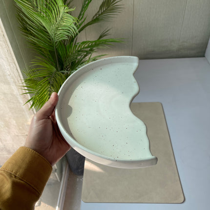 Leftover 10 inch Half Classic Plate ( White matte with brown specks )